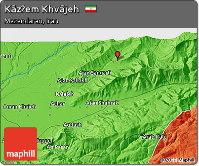 Political 3D Map of Kāz̧em Khvājeh