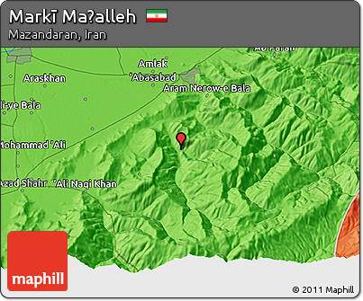 Political 3D Map of Markī Maḩalleh