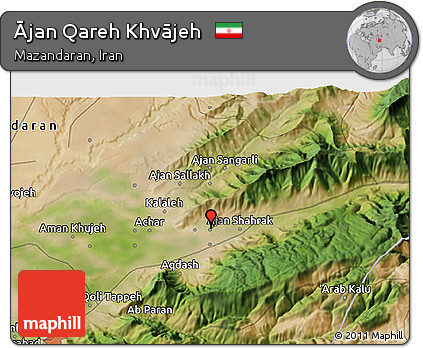 Satellite 3D Map of Ājan Qareh Khvājeh