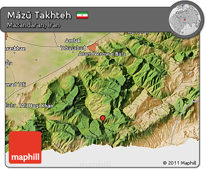 Satellite 3D Map of Māzū Takhteh