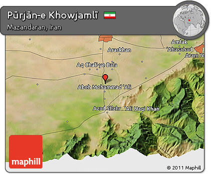 Satellite 3D Map of Pūrjān-e Khowjamlī