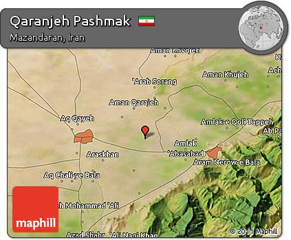 Satellite 3D Map of Qaranjeh Pashmak