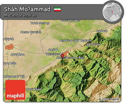Satellite 3D Map of Shāh Moḩammad