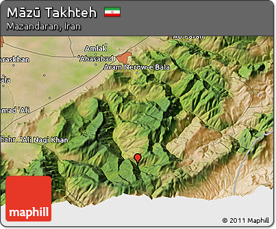 Satellite 3D Map of Māzū Takhteh
