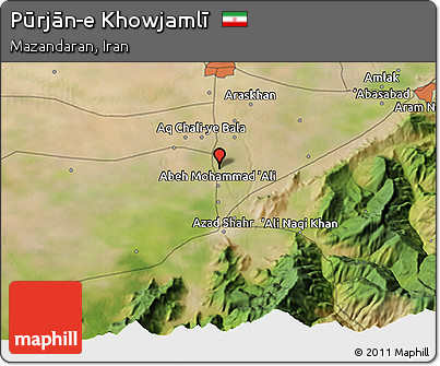 Satellite 3D Map of Pūrjān-e Khowjamlī