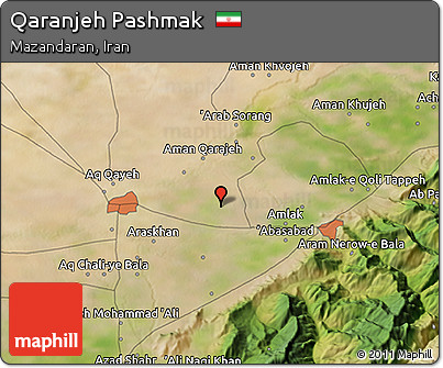 Satellite 3D Map of Qaranjeh Pashmak