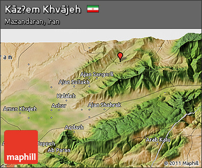 Satellite 3D Map of Kāz̧em Khvājeh