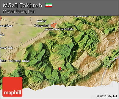 Satellite 3D Map of Māzū Takhteh