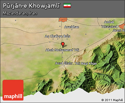Satellite 3D Map of Pūrjān-e Khowjamlī