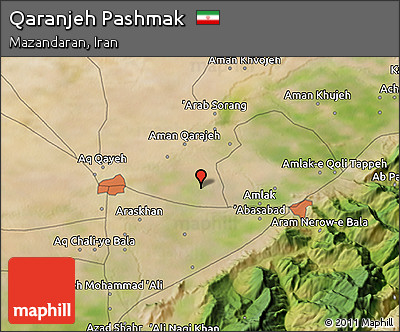 Satellite 3D Map of Qaranjeh Pashmak