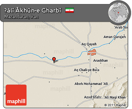 Shaded Relief 3D Map of Ḩālī Ākhūn-e Gharbī
