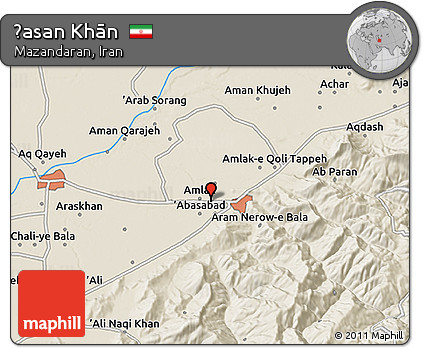 Shaded Relief 3D Map of Ḩasan Khān