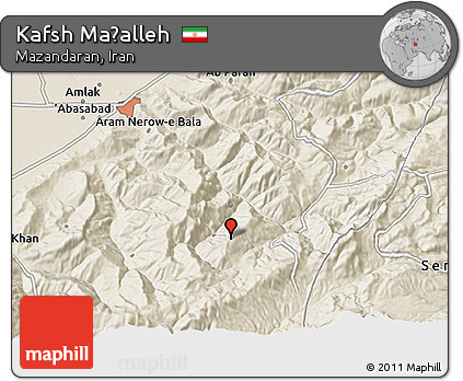 Shaded Relief 3D Map of Kafsh Maḩalleh