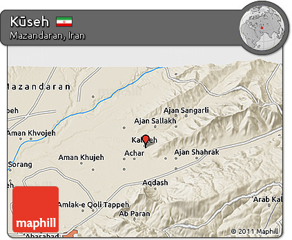 Shaded Relief 3D Map of Kūseh