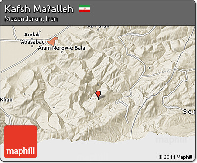 Shaded Relief 3D Map of Kafsh Maḩalleh