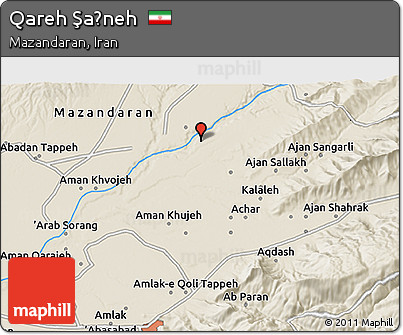 Shaded Relief 3D Map of Qareh Şaḩneh