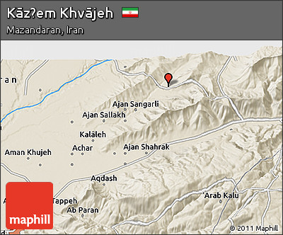 Shaded Relief 3D Map of Kāz̧em Khvājeh