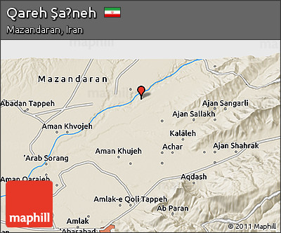 Shaded Relief 3D Map of Qareh Şaḩneh