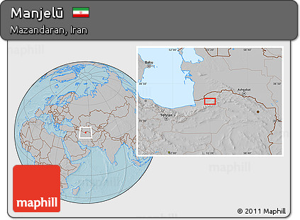 Gray Location Map of Manjelū, hill shading