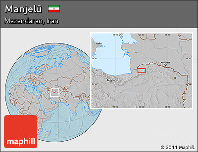 Gray Location Map of Manjelū, hill shading