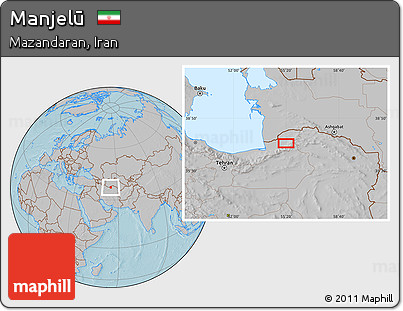 Gray Location Map of Manjelū, hill shading