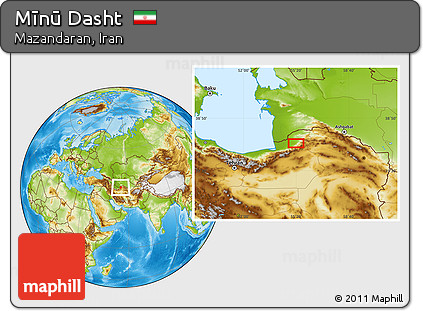 Physical Location Map of Mīnū Dasht