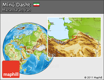 Physical Location Map of Mīnū Dasht