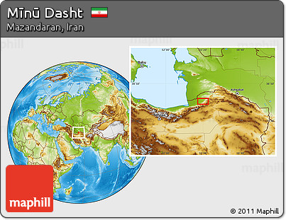 Physical Location Map of Mīnū Dasht