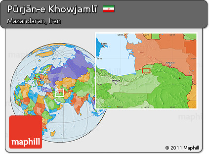 Political Location Map of Pūrjān-e Khowjamlī