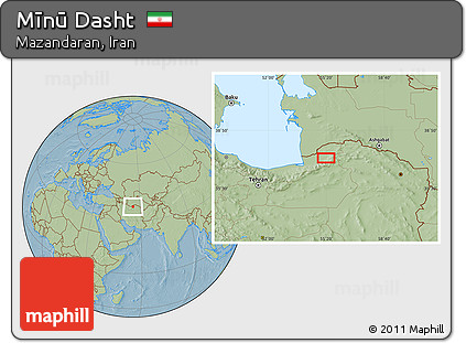 Savanna Style Location Map of Mīnū Dasht, hill shading