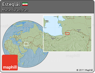 Savanna Style Location Map of Esteqlāl, hill shading