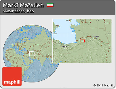 Savanna Style Location Map of Markī Maḩalleh, hill shading