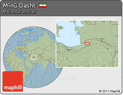 Savanna Style Location Map of Mīnū Dasht, hill shading