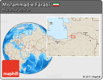 Shaded Relief Location Map of Moḩammad-e Fārābī