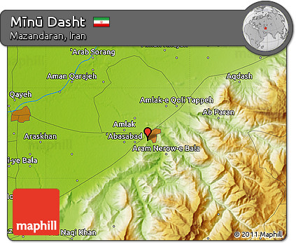 Physical Map of Mīnū Dasht