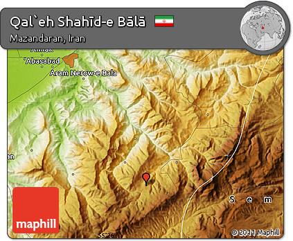 Physical Map of Qal`eh Shahīd-e Bālā
