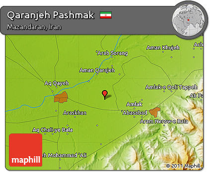 Physical Map of Qaranjeh Pashmak