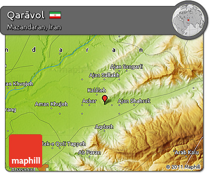 Physical Map of Qarāvol
