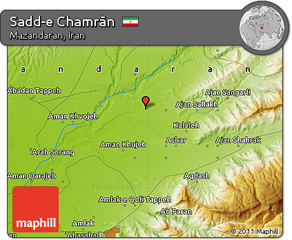Physical Map of Sadd-e Chamrān