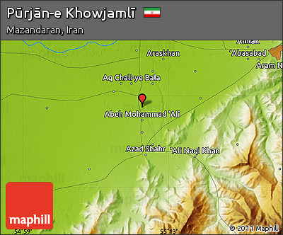 Physical Map of Pūrjān-e Khowjamlī