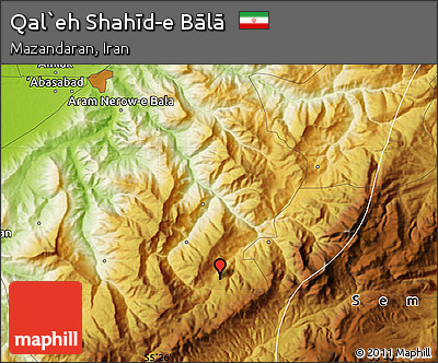 Physical Map of Qal`eh Shahīd-e Bālā