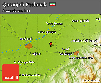 Physical Map of Qaranjeh Pashmak