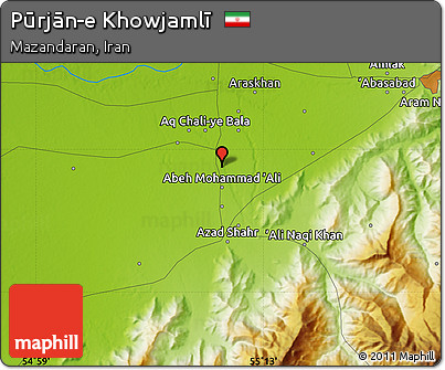 Physical Map of Pūrjān-e Khowjamlī