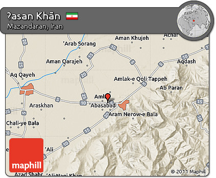 Shaded Relief Map of Ḩasan Khān