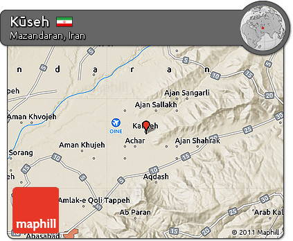 Shaded Relief Map of Kūseh