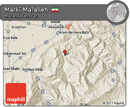 Shaded Relief Map of Markī Maḩalleh