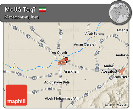 Shaded Relief Map of Mollā Taqī