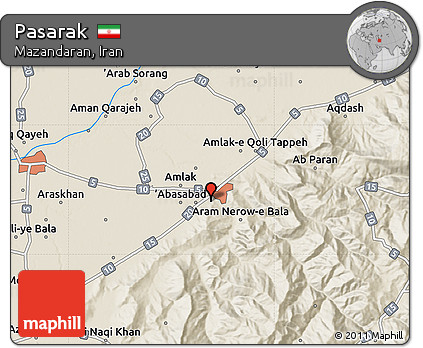 Shaded Relief Map of Pasarak