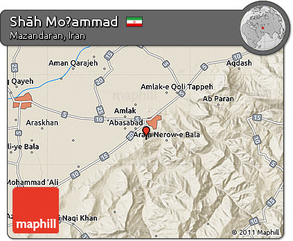 Shaded Relief Map of Shāh Moḩammad