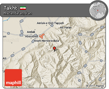 Shaded Relief Map of Takht